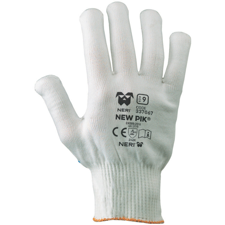 Neri Arbeitshandschuhe NEW PIK – Grösse 8 (M), 1 Paar – Baumwolle mit PVC-Noppen, Blau/Weiss, abriebfest