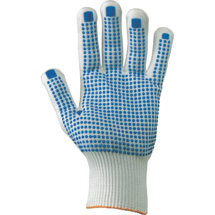 Neri Arbeitshandschuhe NEW PIK – Grösse 9, 1 Paar – Baumwolle mit PVC-Noppen, Blau/Weiss, elastisches Handgelenk