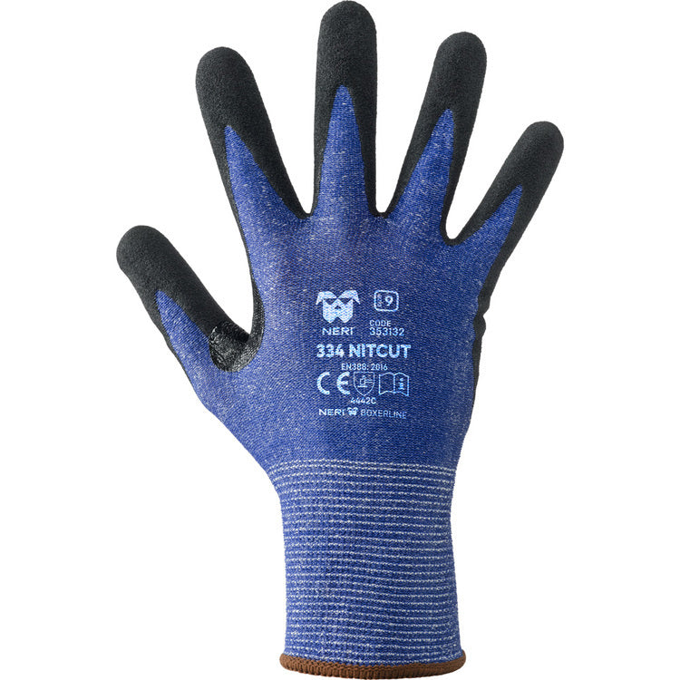 Neri Schnittschutzhandschuhe, 334 NITCUT – Grösse 9 (L), 12 Paar – HDPE/Nitril, Blau/Schwarz