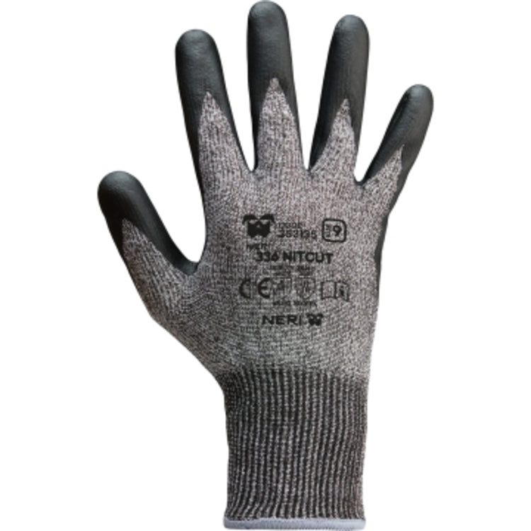 Neri Schnittschutzhandschuhe, 336 NITCUT – Grösse 9 (L) – Nitril/Polyester, Grau/Schwarz