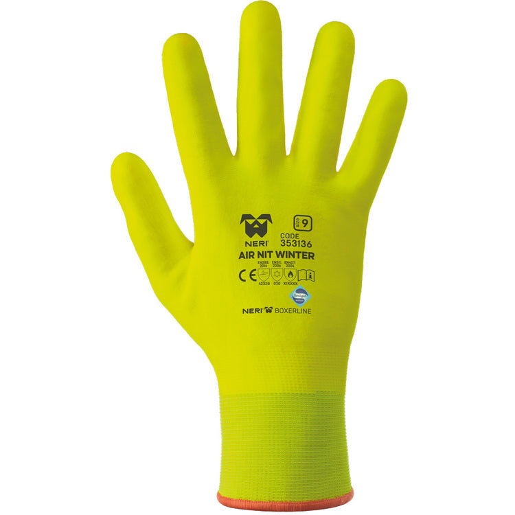 Neri Arbeitshandschuhe Air Nit Winter – Gr. 8 (M) – Nitril-beschichtet – Fluoreszierend Gelb
