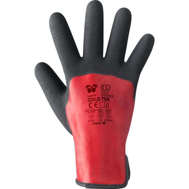 Neri Arbeitshandschuhe – Grösse 7 (S), 1 Paar – Acryl/Polyester, Latexschaum, Rot/Schwarz, antibakteriell