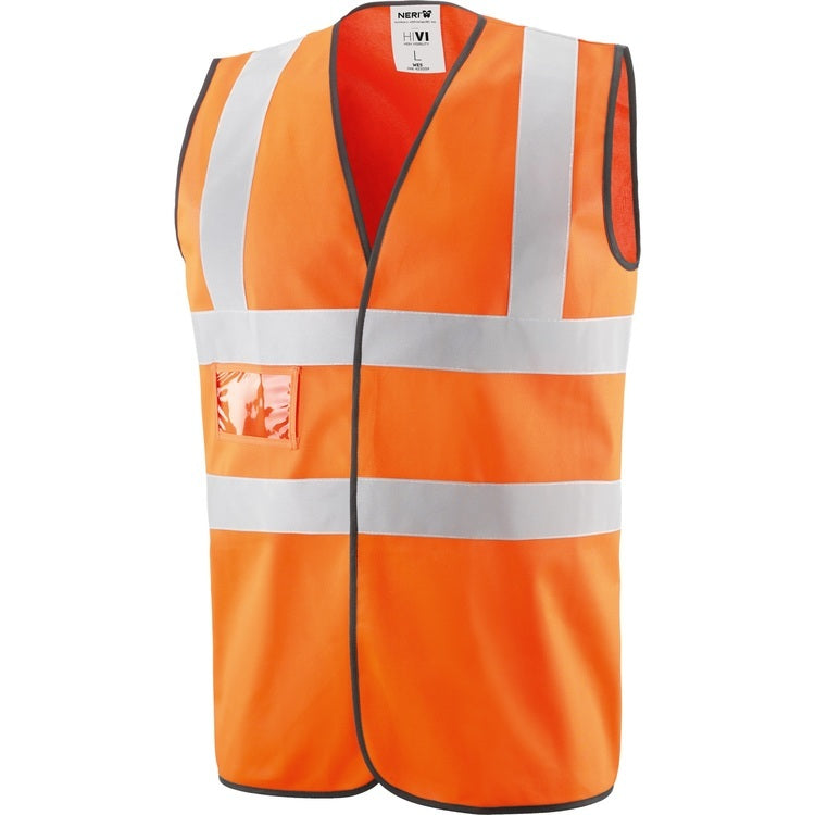 Neri Warnweste WE5 – M–XXL, Orange/Gelb, Klettverschluss, 100% Polyester, 1 Stück