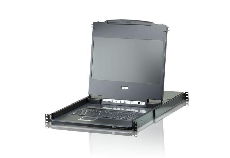ATEN 17,3" Rack-LCD-Konsole – 64-Port DVI KVM, 1920 × 1200/60 Hz, USB 2.0, Audio – 1U