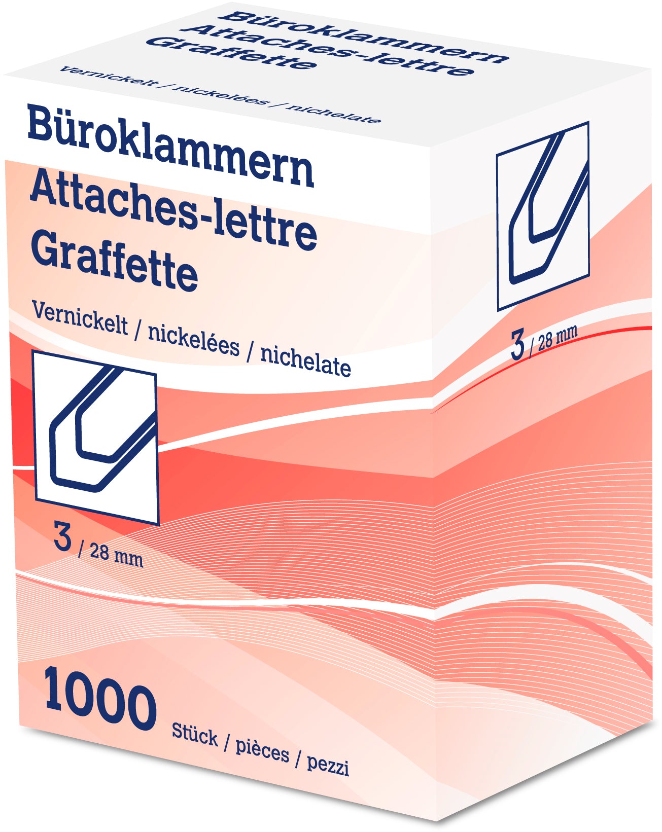 Neutral Büroklammern 28 mm – vernickelt – 1'000 Stk.