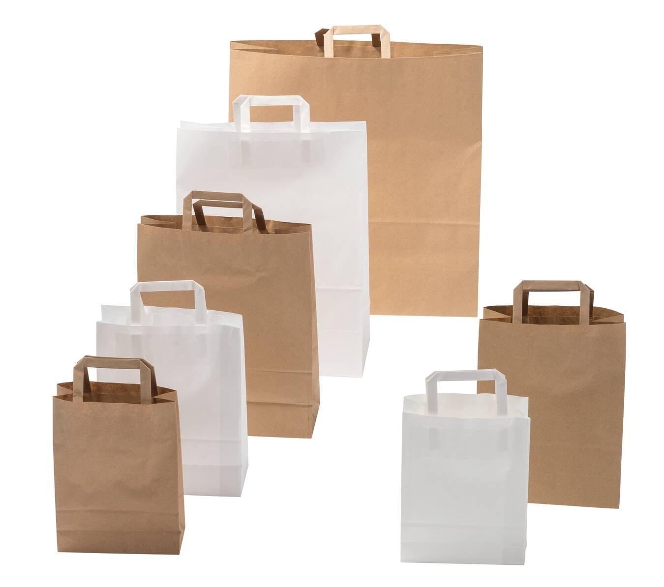 Neutral Papiertragetasche – 390 × 335 × 580 mm, mit Flachhenkel, weiss, 90 g/m²