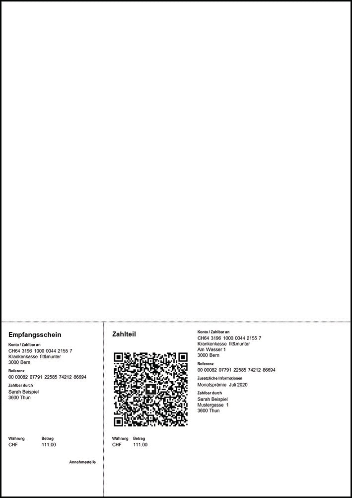 Neutral Einzahlungsschein QR – A4 – 90 g/m² – 1'000 Blatt, perforiert