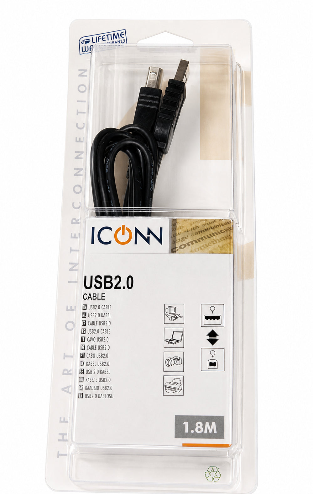 Neutral USB-A auf USB-B Kabel – 1,8 m – Schwarz