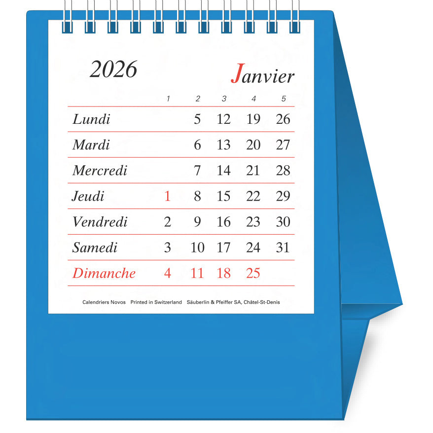 Novos Pultkalender Bristol F. – 1 Monat/Seite, 11,2 × 19,6 cm, 2027, f, hellblau