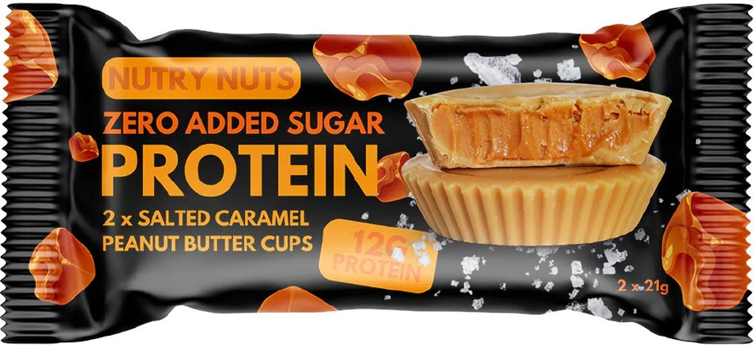 Nutrynuts Protein-Snacks Schokolade & Pralinés – Salzkaramell, Erdnussbutter – 12 × 2 × 21 g