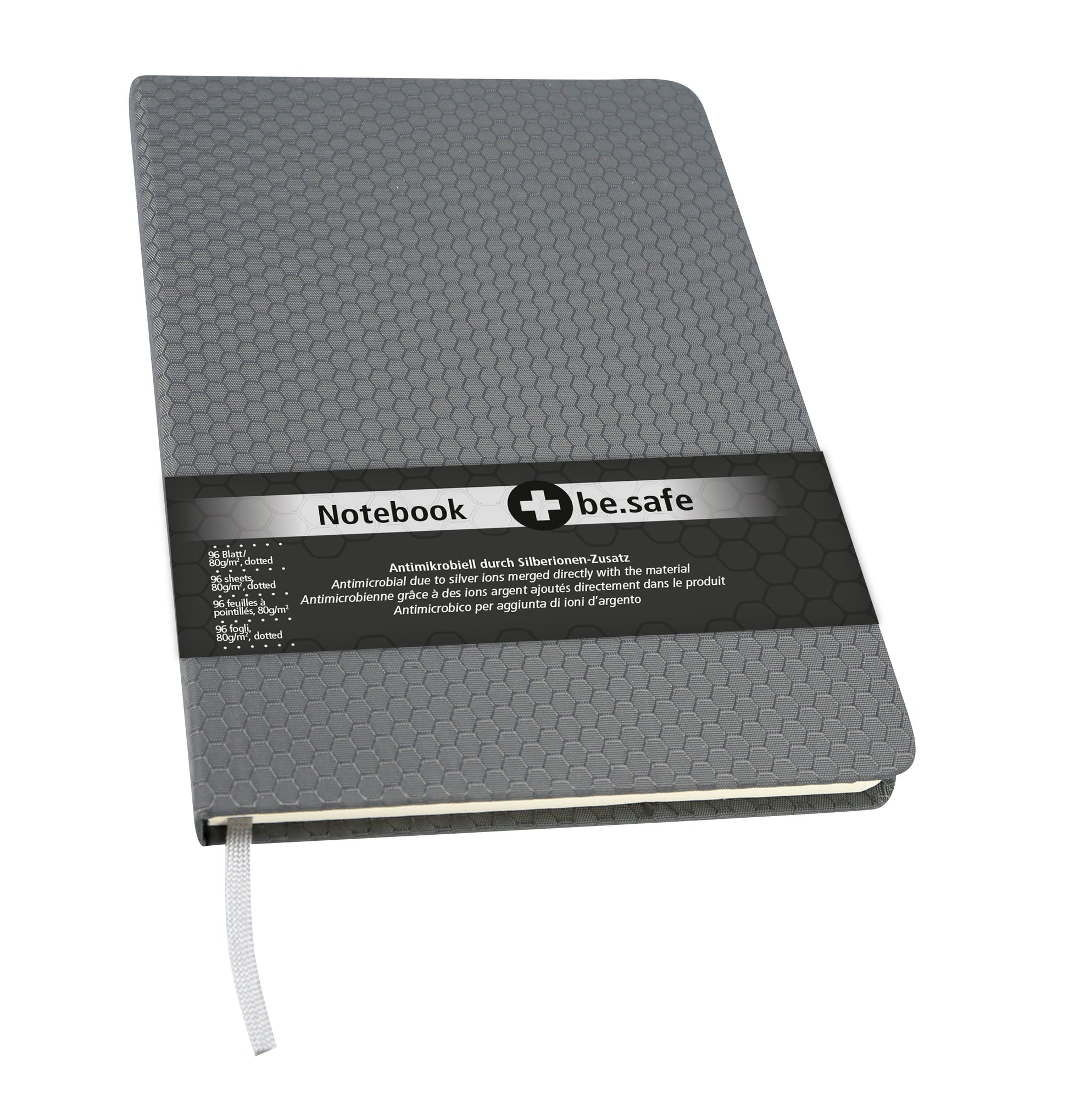 Online Notizbuch – A5 – punktiert – 96 Blatt – 80 g/m², antimikrobielle Oberfläche, geprägtes Hexagonmuster