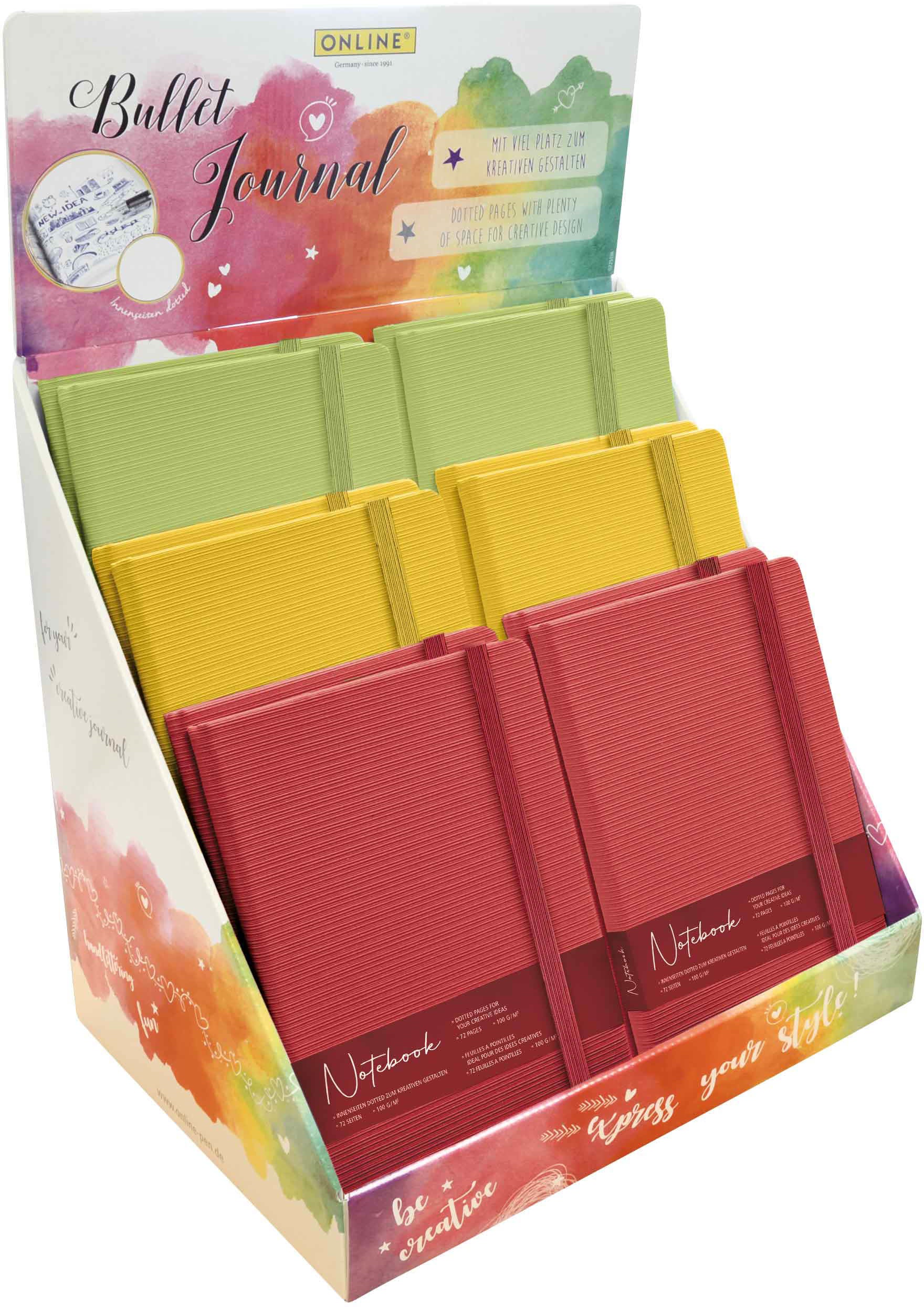 Online Notizbuch – A5 – punktiert – 72 Blatt – 100 g/m², Umschlag aus PE, Indian Summer, 12 Stück