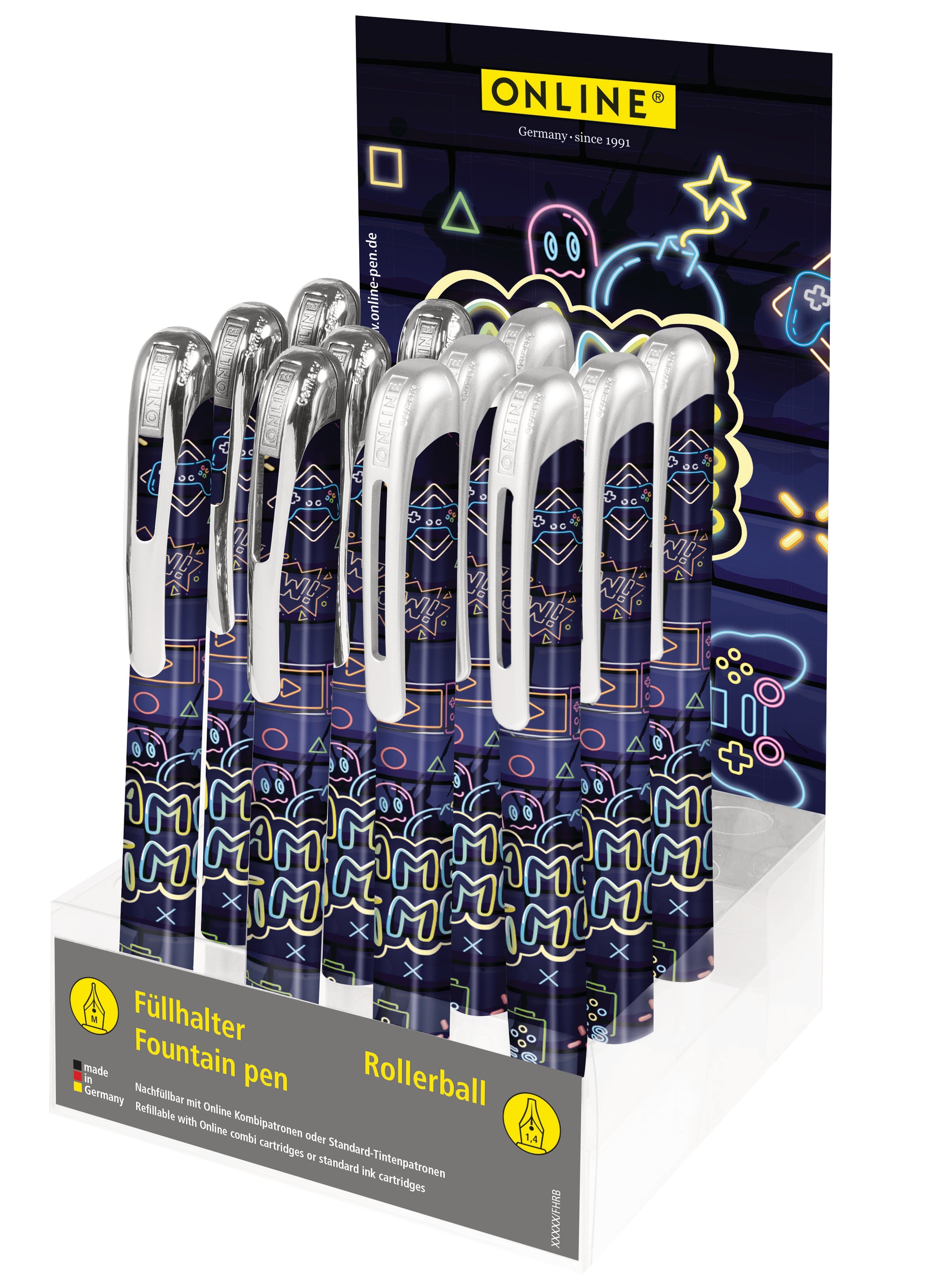 Online College Game Time – Füllfederhalter – M – farbig sortiert – 12er Pack
