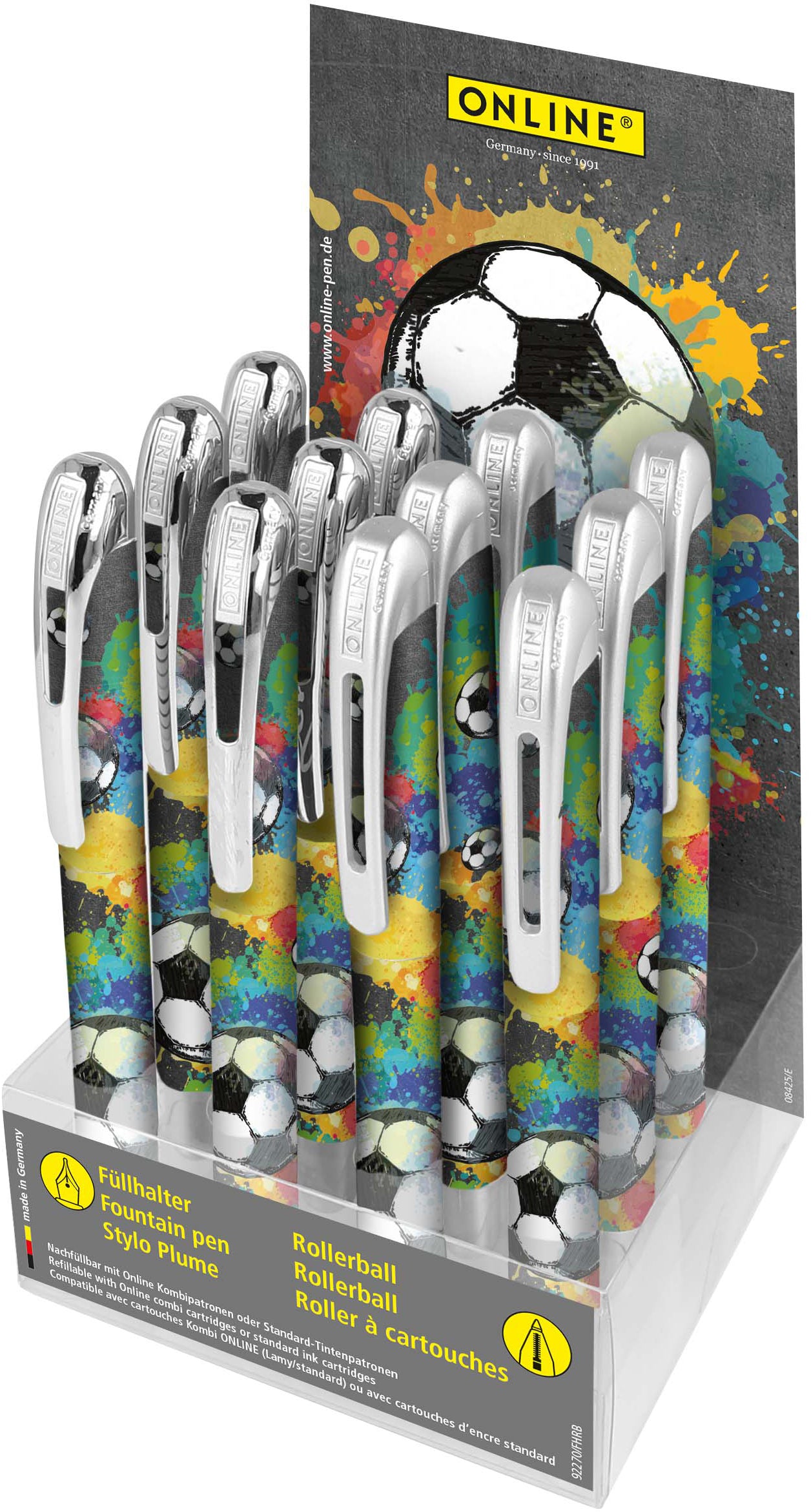 Online College Soccer Schreibgeräte-Set – Füllhalter + Rollerball – Iridiumfeder M/F/EF – 12-teilig
