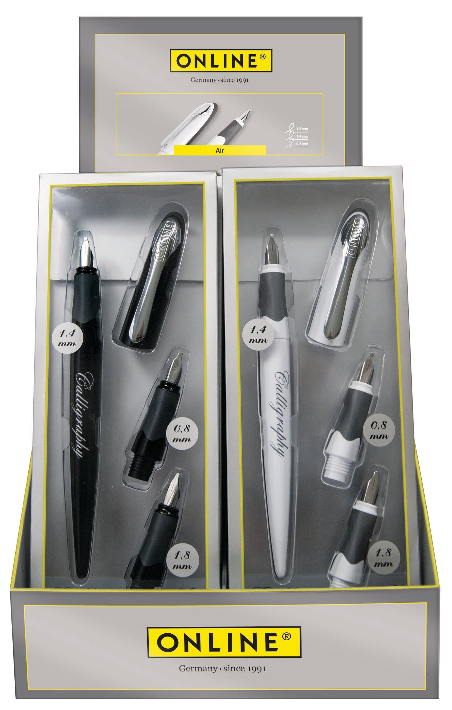 ONLINE Air – Kalligrafie-Set – 1,4 mm – Schwarz/Weiss – 10er Pack