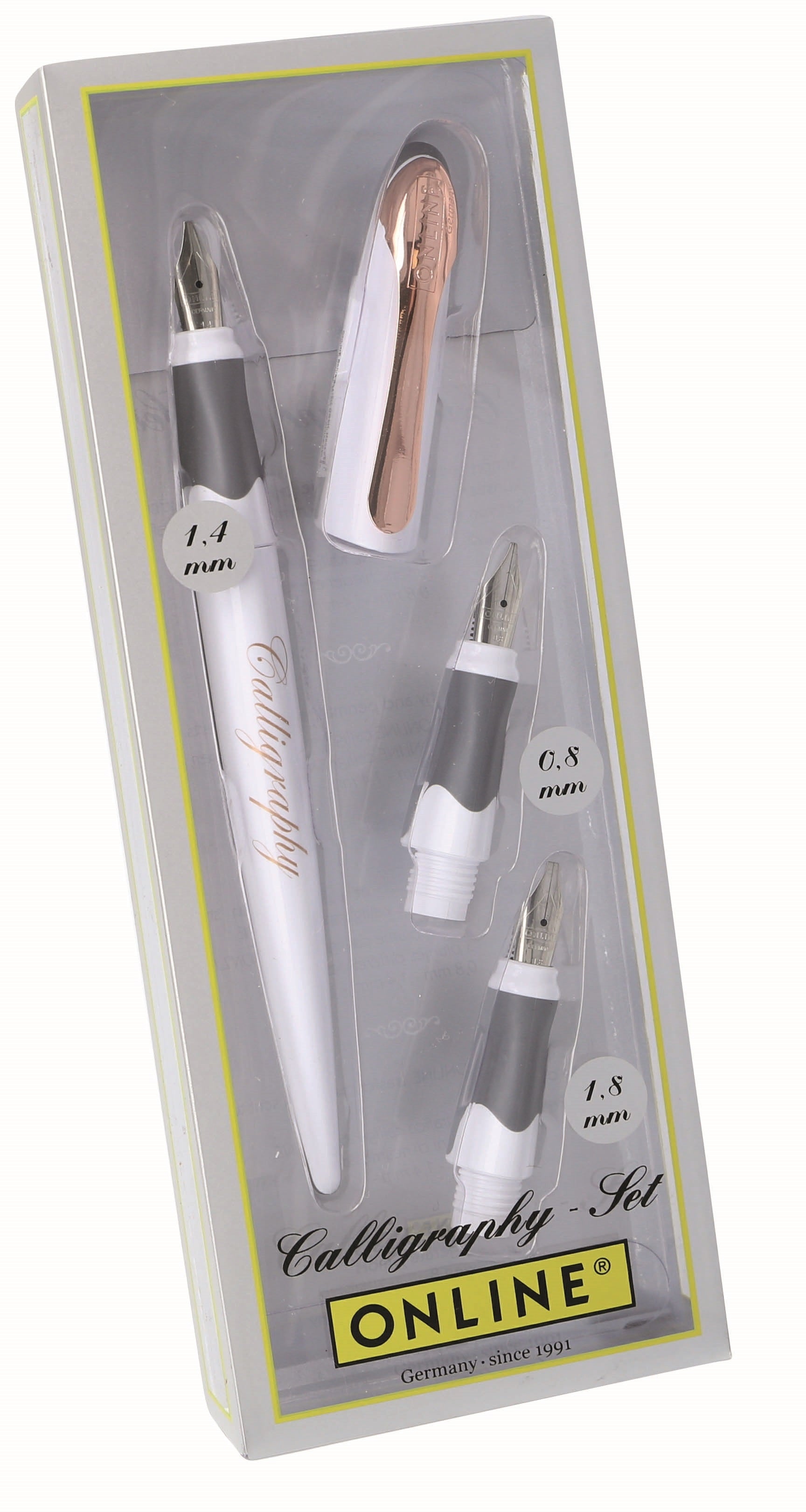 ONLINE AIR Best Writer Rose – Kalligrafie-Set – 3 Spitzen (0,8/1,4/1,8 mm) – Weiss