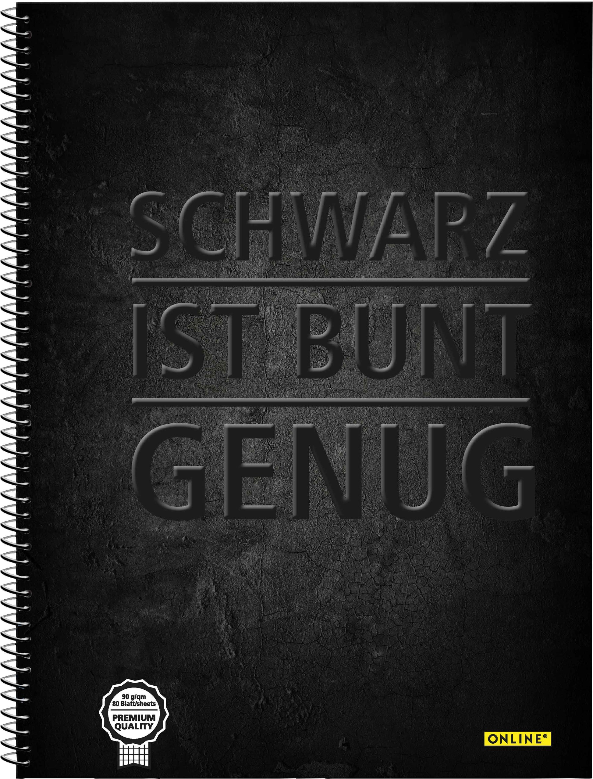 Online Collegeblock – A4 – kariert – 80 Blatt – 90 g/m², schwarz