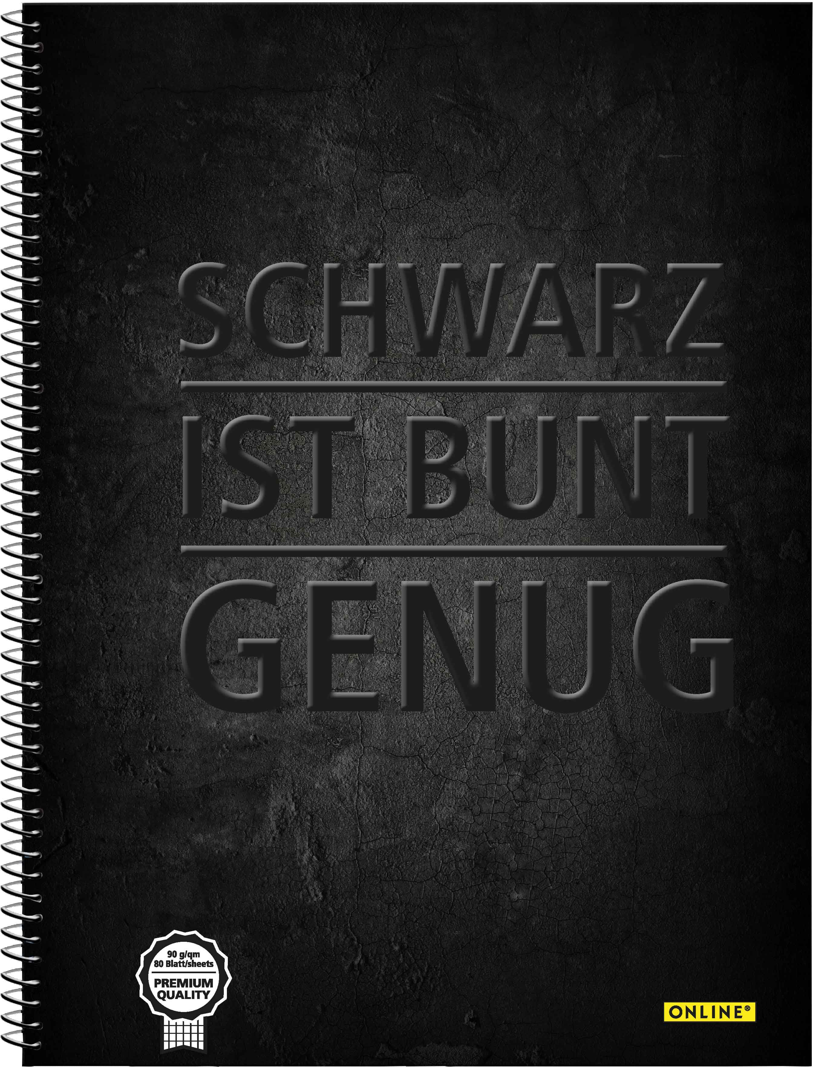 Online Collegeblock – A4 – kariert – 80 Blatt – 90 g/m², schwarz