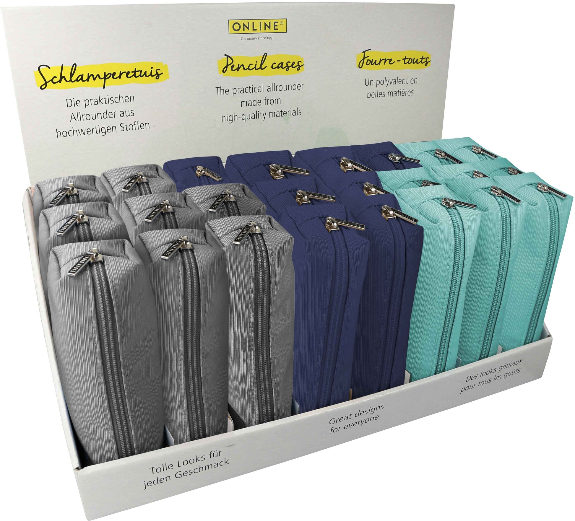 Online Schlamperetui, assortiert, 33 × 22,5 × 52 cm, 24er-Pack