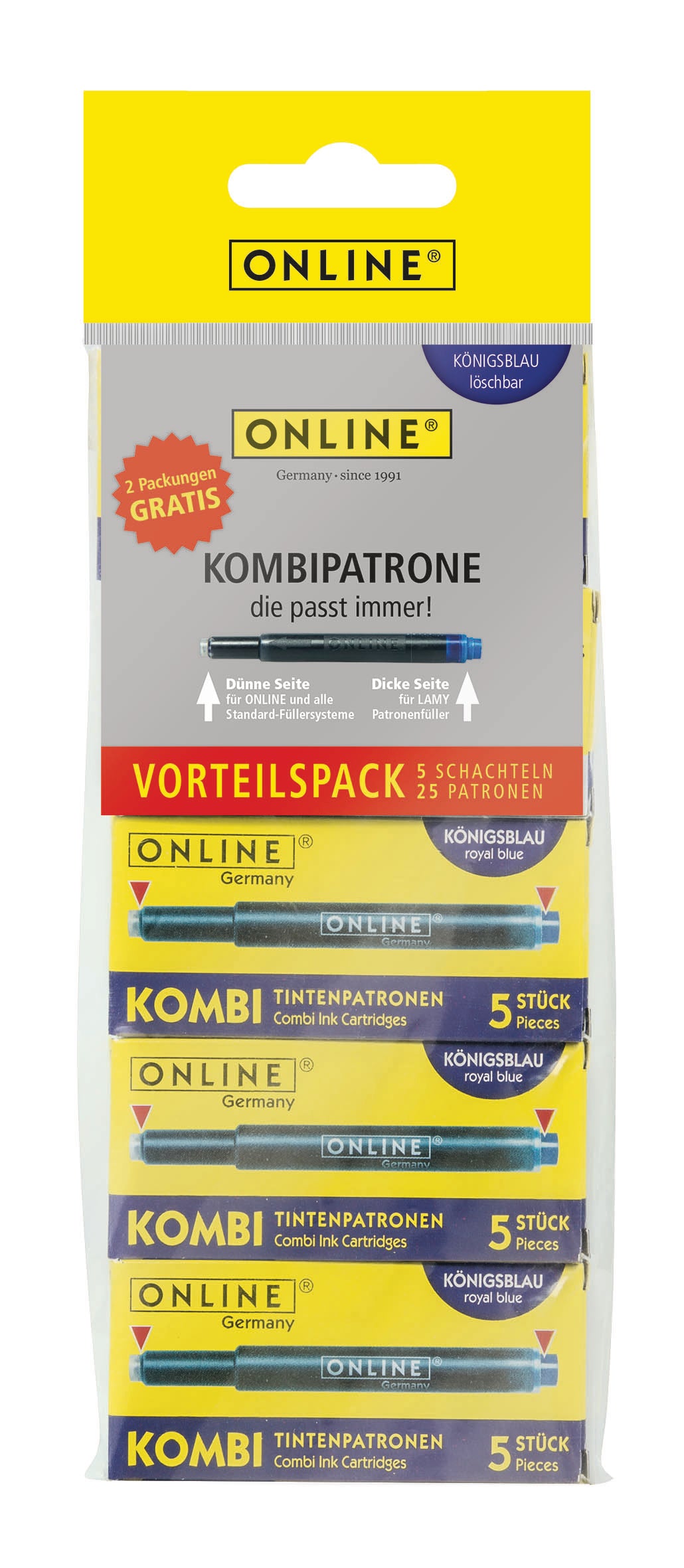 Online Maxipack 17059 Füllhalter-Patrone – für Online, LAMY, Standard-Füllersysteme, 40er-Pack