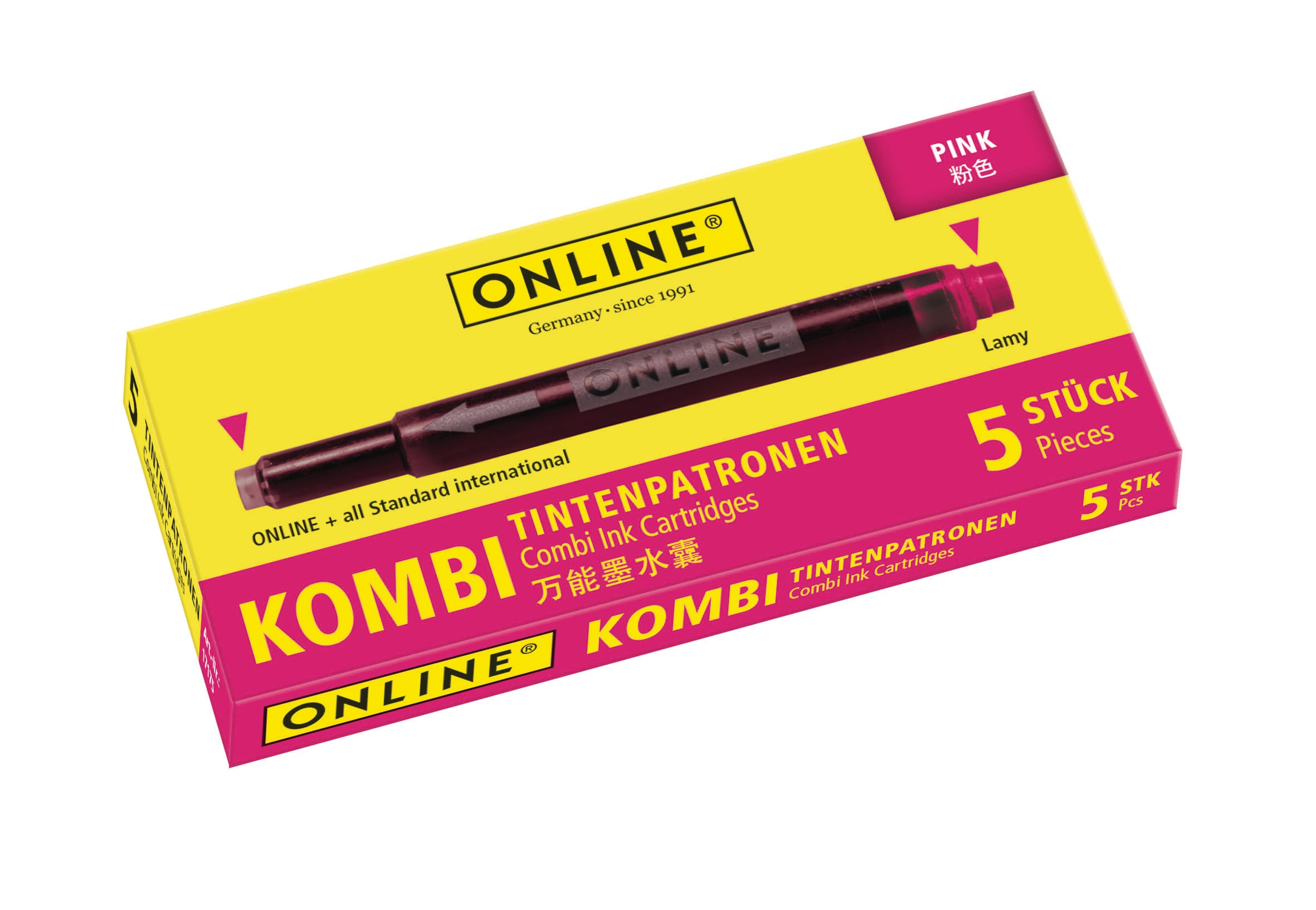 Online Kombi 17175/12 Füllhalter-Patrone – Rosa, für LAMY-Patronenfüller und Standard-Füllersysteme, 5er-Pack