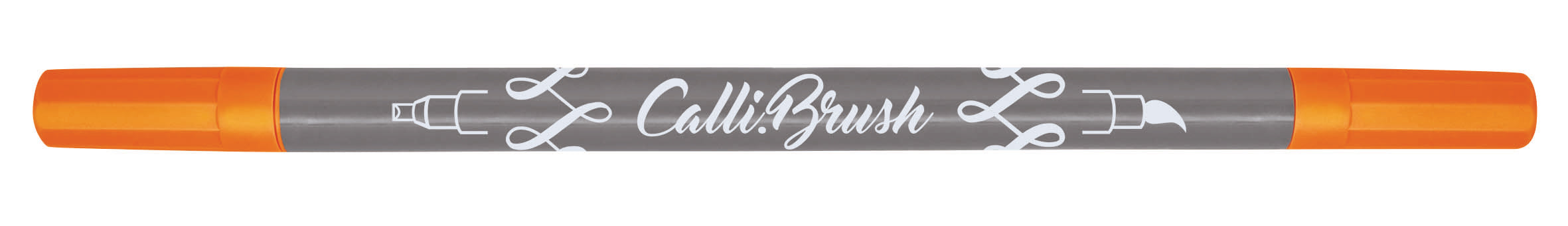 Online Calli.Brush Brush Pen, Doppelspitze – Pinsel + Kalligrafie-Spitze, 2 mm, wasservermalbar, fluo orange