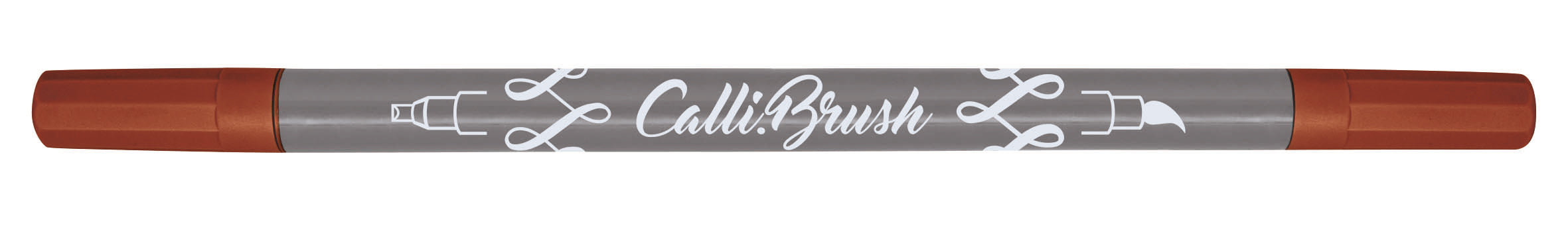 ONLINE Callibrush Pinselstift, Doppelspitze – Pinsel + Kalligrafie-Spitze, 2 mm, wasserbasiert, Aubergine