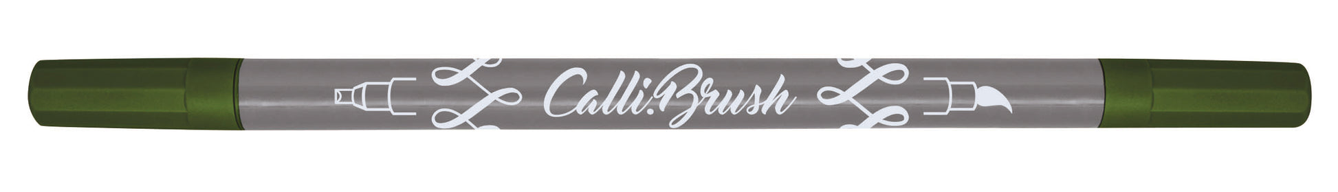 ONLINE Callibrush Brush Pen, Doppelspitze – Kombi Pinsel/Kalligrafie, 2 mm, auswaschbar, olive