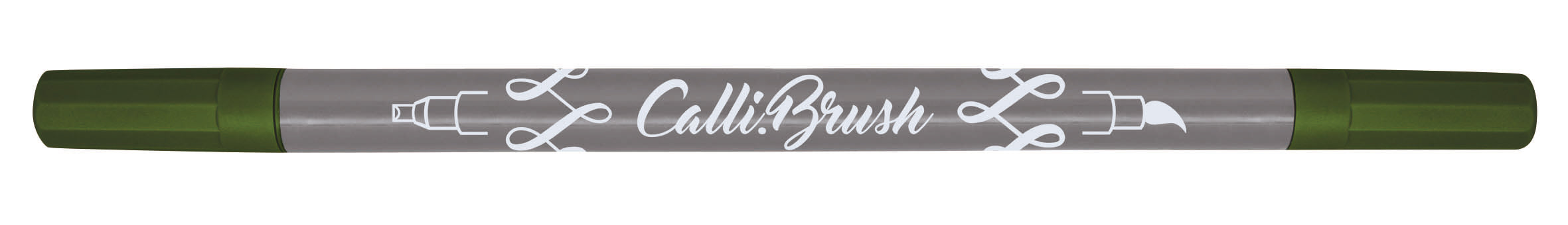 ONLINE Callibrush Brush Pen, Doppelspitze – Kombi Pinsel/Kalligrafie, 2 mm, auswaschbar, olive