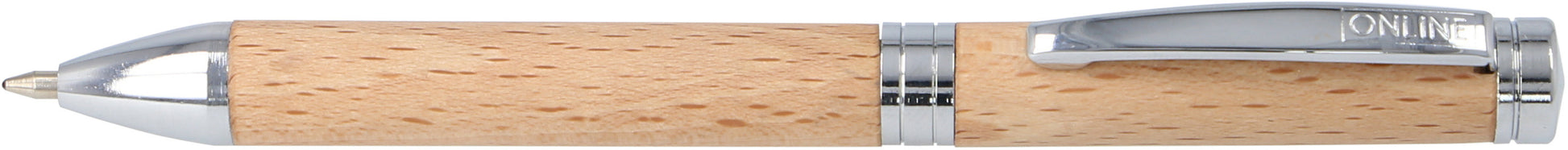 ONLINE Nature Style Buchenholz 31170/3D Kugelschreiber – Schwarz, Buchenholz, D1 Mine, Metallclip, nachfüllbar