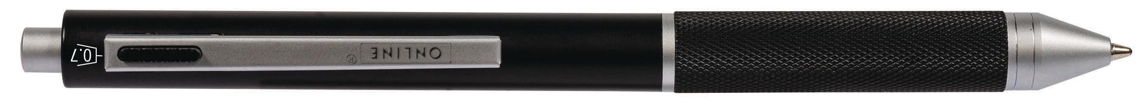 Online 4-in-1 Multipen – 0,7 mm – Blau, Rot, Schwarz – Metall