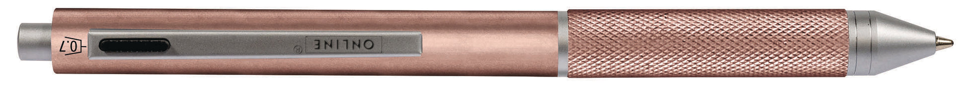 ONLINE Multipen M 32043/3D Multifunktions-Kugelschreiber – 3 Farben (Schwarz/Blau/Rot), 0,7 mm Bleistift, Rosé
