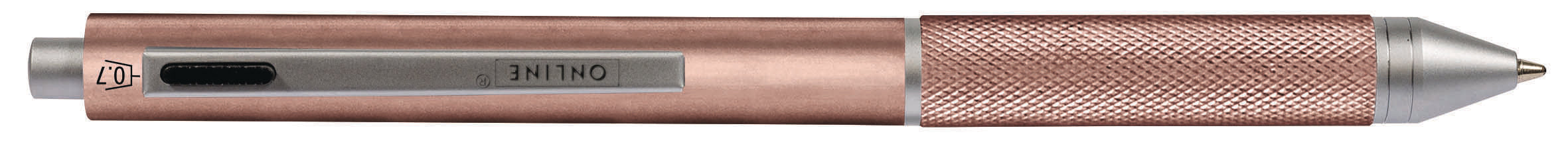 ONLINE Multipen M 32043/3D Multifunktions-Kugelschreiber – 3 Farben (Schwarz/Blau/Rot), 0,7 mm Bleistift, Rosé