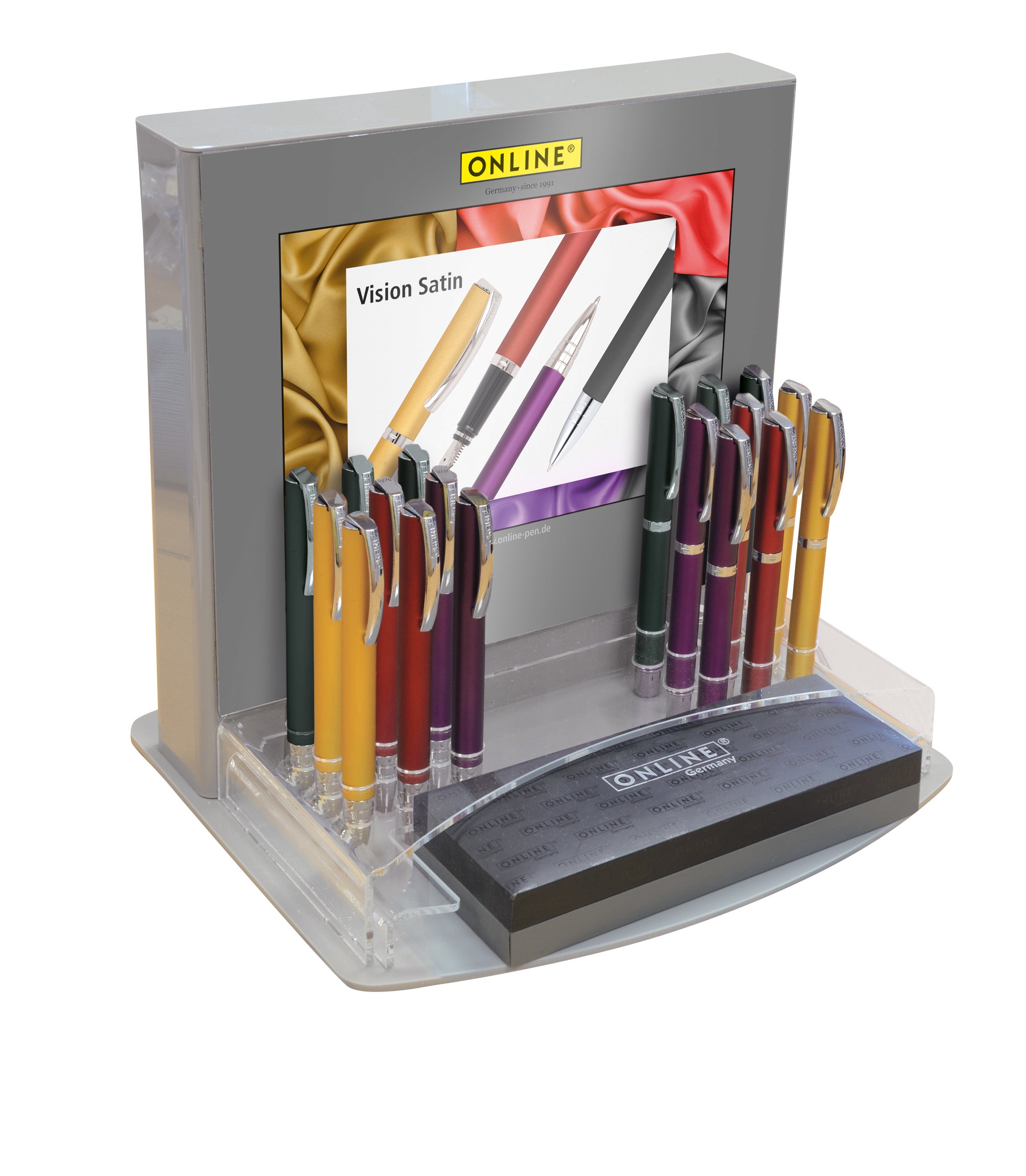 Online Vision Satin – Füllfederhalter – M – farbig sortiert – Aluminium – 18er Pack