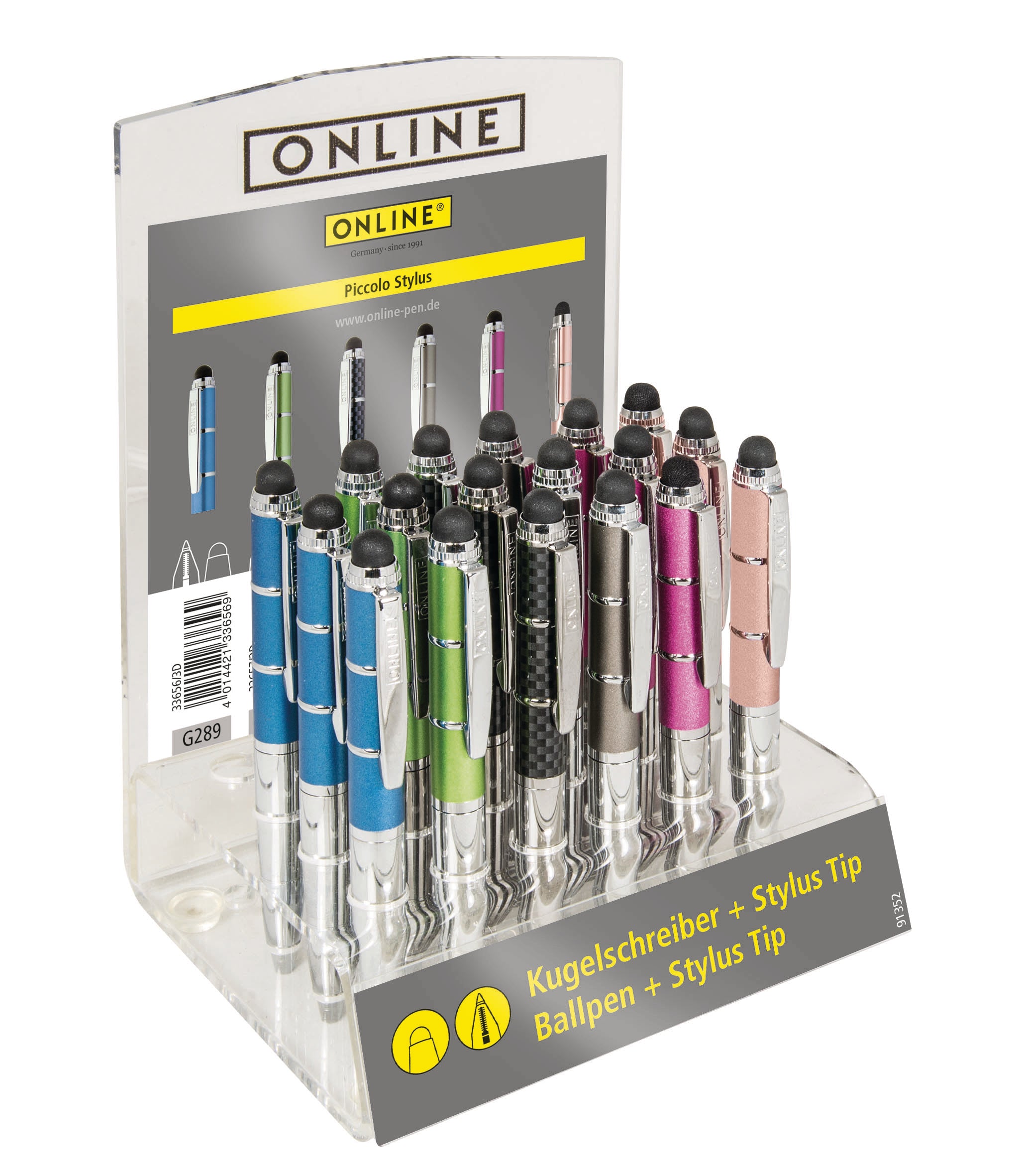 ONLINE Piccolo Stylus Kugelschreiber – 18er Pack, Blau, Stylus-Spitze, Metall, nachfüllbar