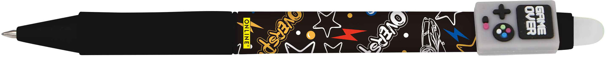Online magiXX Game Over Gelschreiber – blau, Spitze 0,7 mm, radierbar, nachfüllbar, 3er-Set