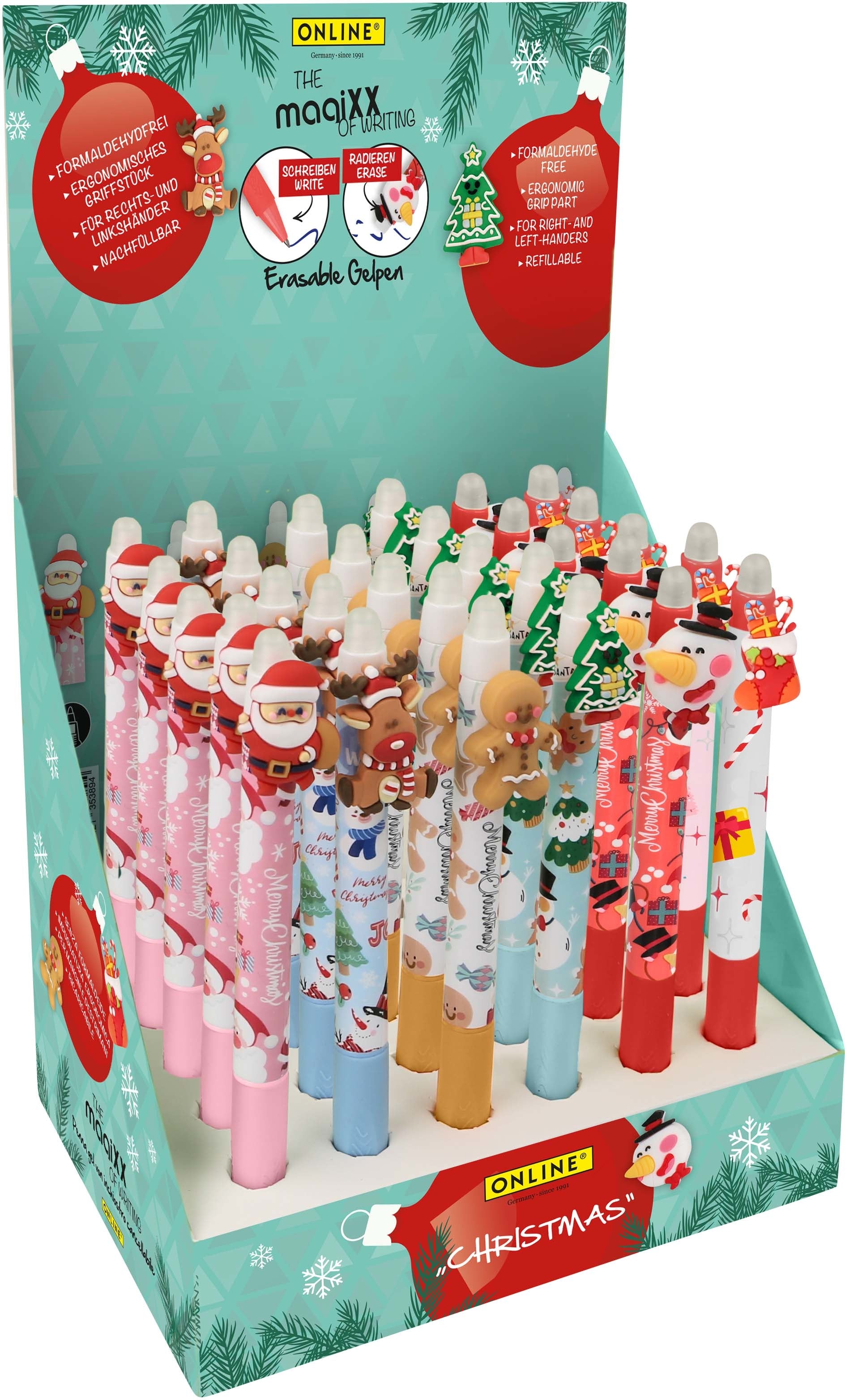 Online magiXX Christmas Gelschreiber – blau, Spitze 0,7 mm, radierbar, nachfüllbar