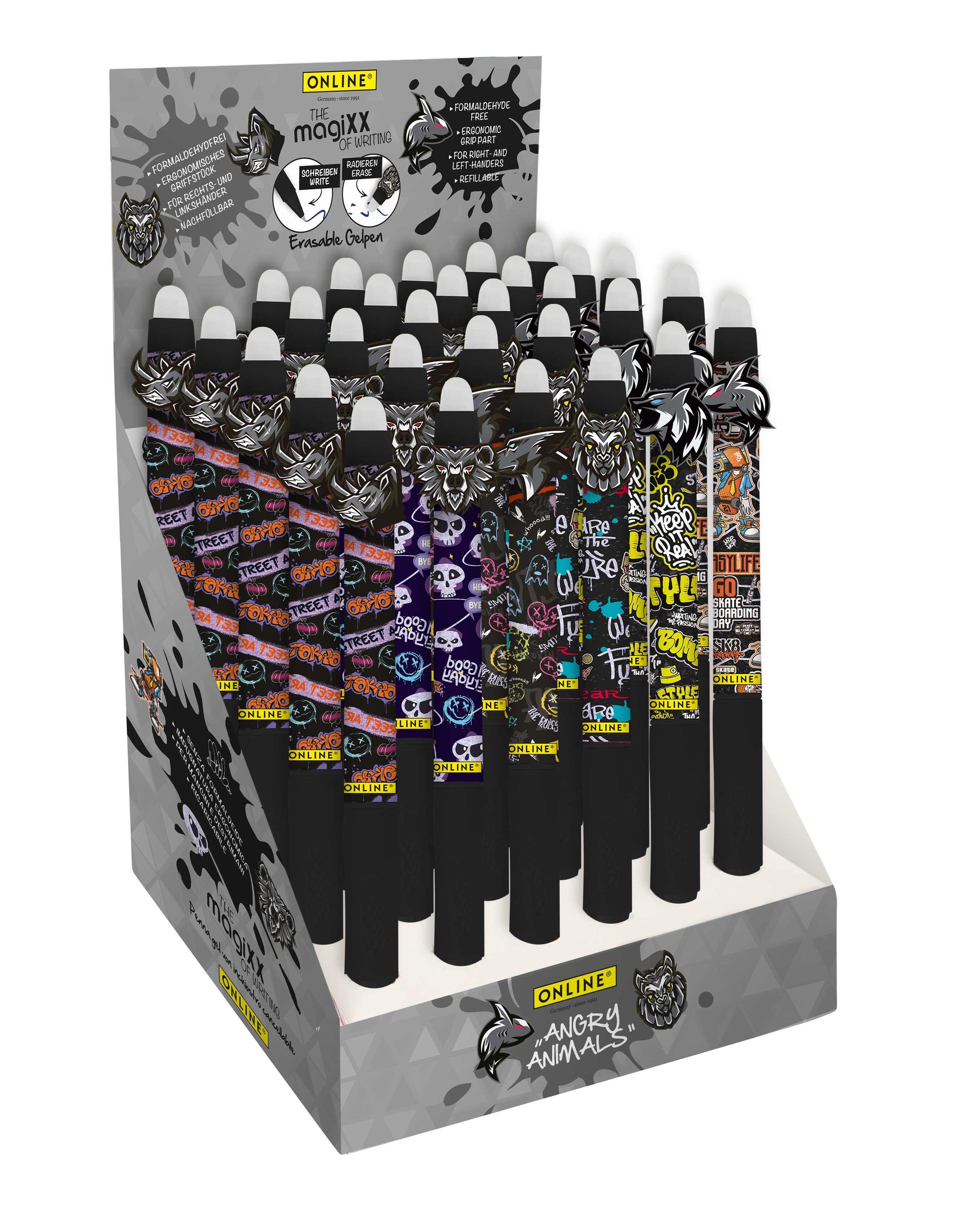 Online magiXX Angry Animals 35476/30 Gelschreiber – Farben sortiert, 30er-Set