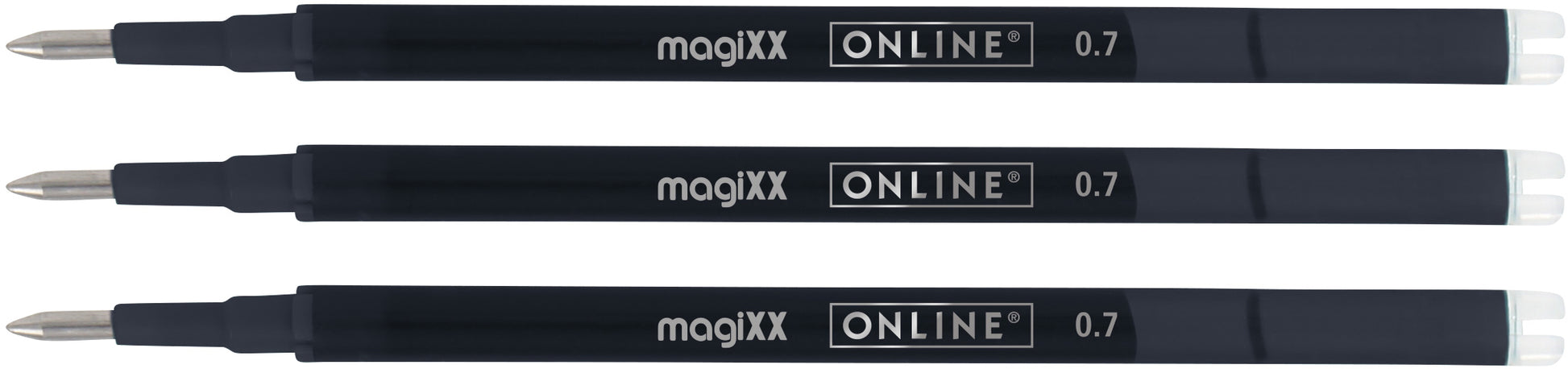Online MagiXX Rollerpatrone – Schwarz, 0,7 mm, 3er-Pack