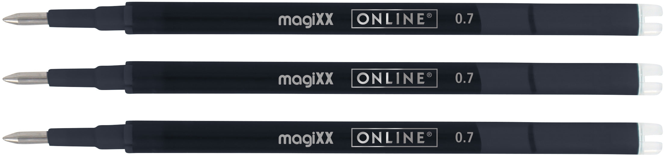 Online MagiXX Rollerpatrone – Schwarz, 0,7 mm, 3er-Pack