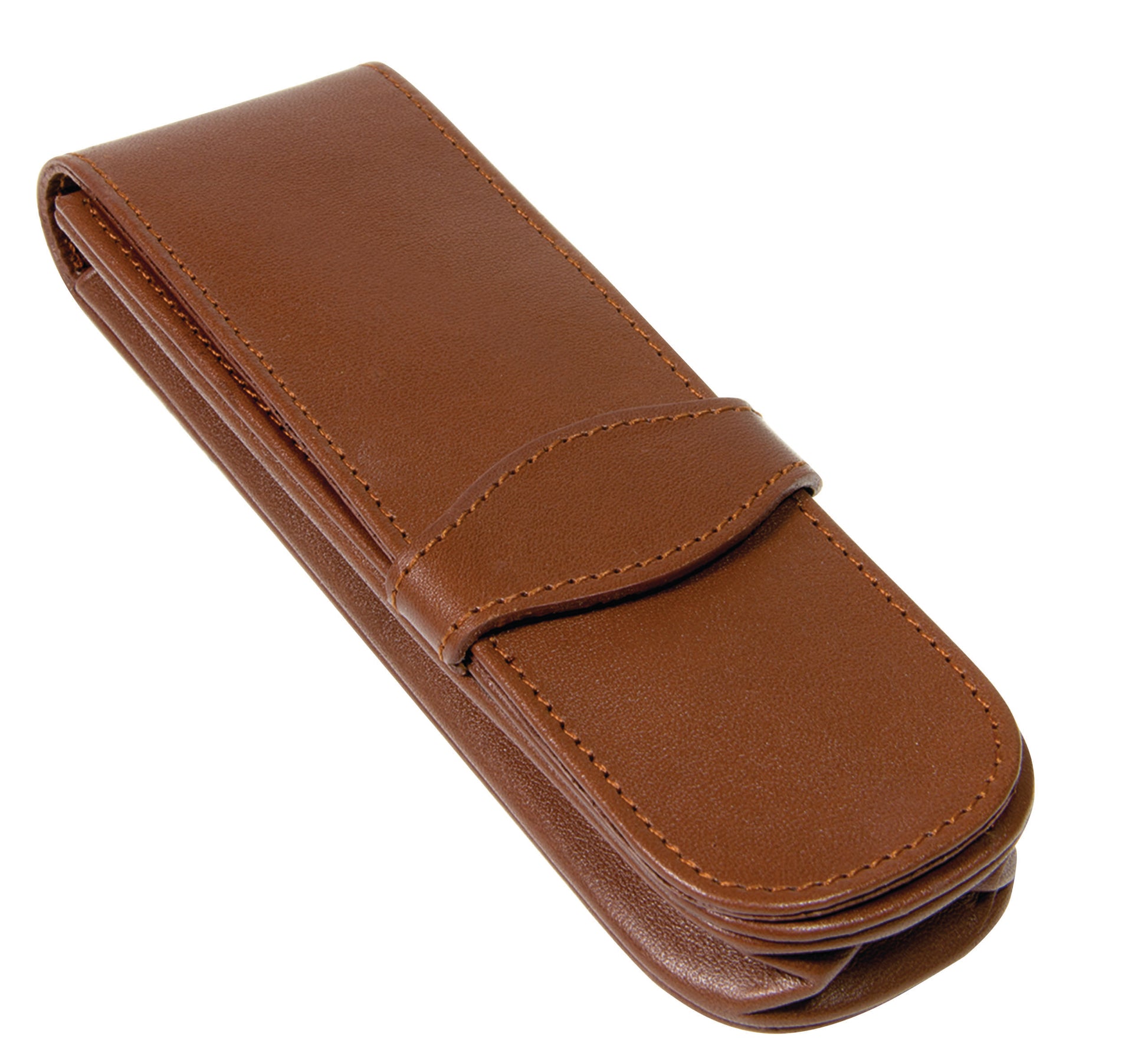 Online Classic – Etui für 2 Schreibgeräte, Braun, Leder, 5,3 × 2,8 × 15 cm