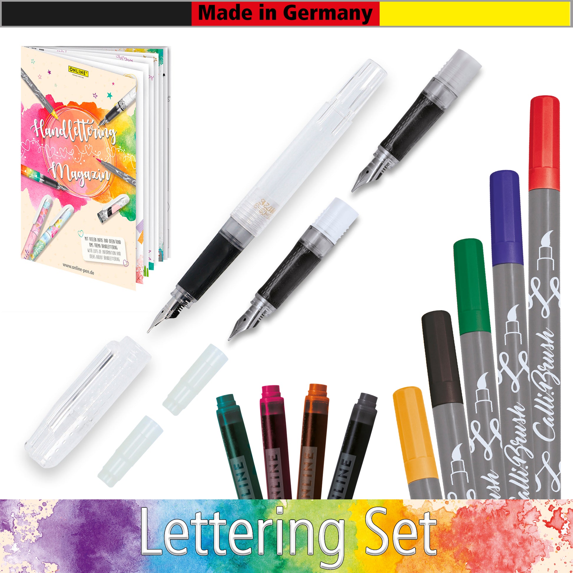 Online Best Lettering Set BachelorIce 54133 – Kalligrafie-Set – 3 Spitzen (M/1,4/EF) – Farbig sortiert