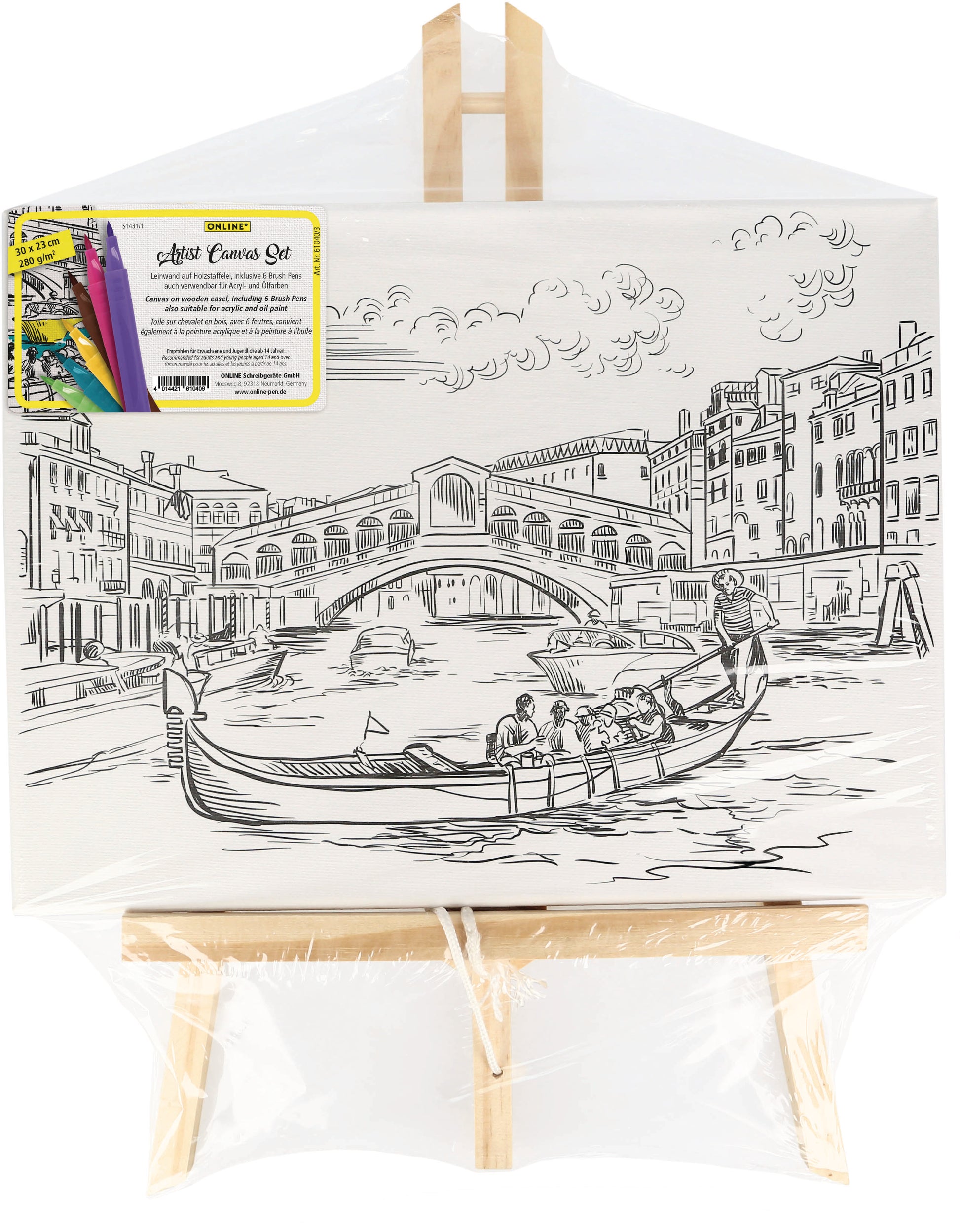 Online Artist Keilrahmen – 31 × 40 cm – Profil 20 mm – inkl. 6 Brushpens