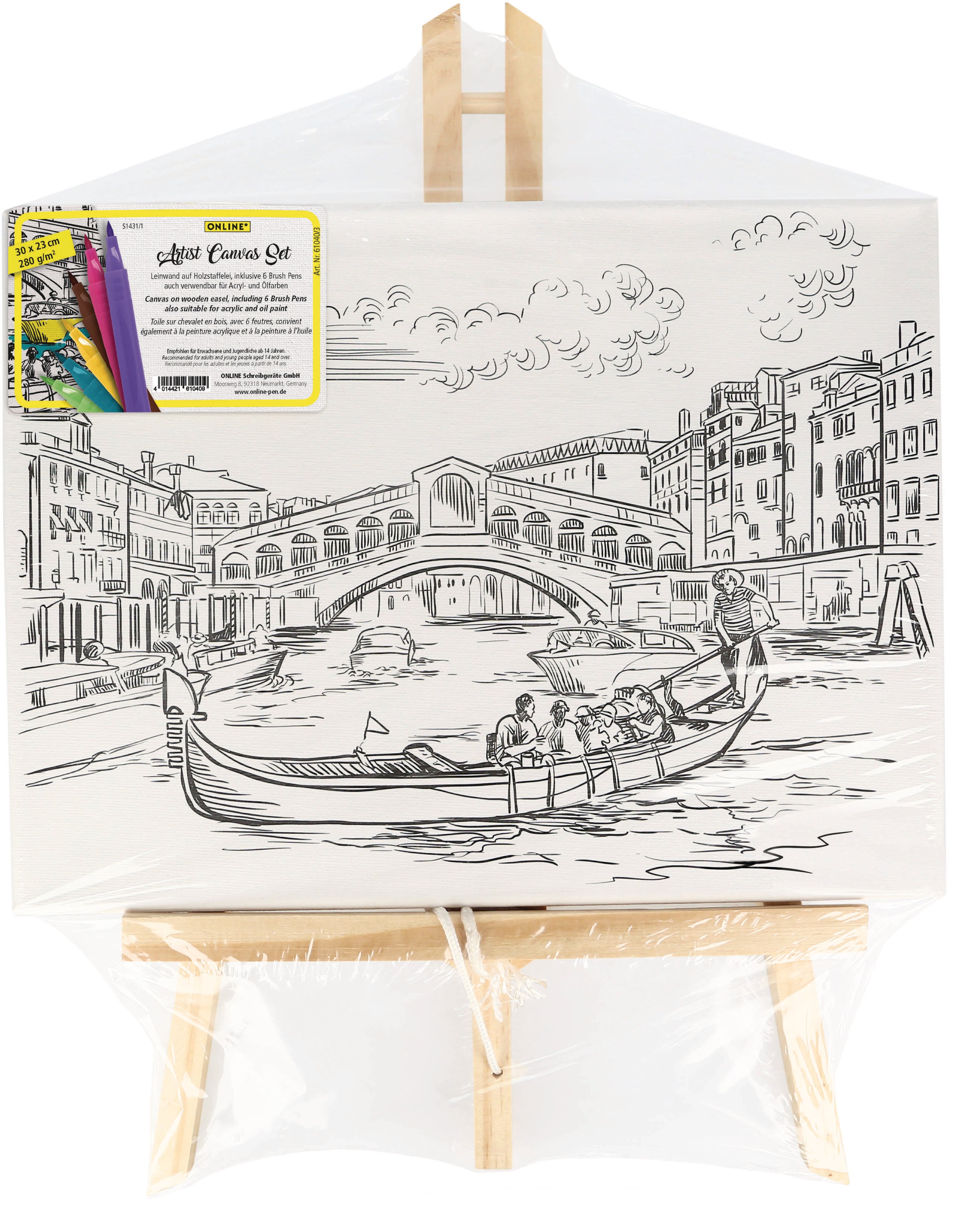 Online Artist Keilrahmen – 31 × 40 cm – Profil 20 mm – inkl. 6 Brushpens