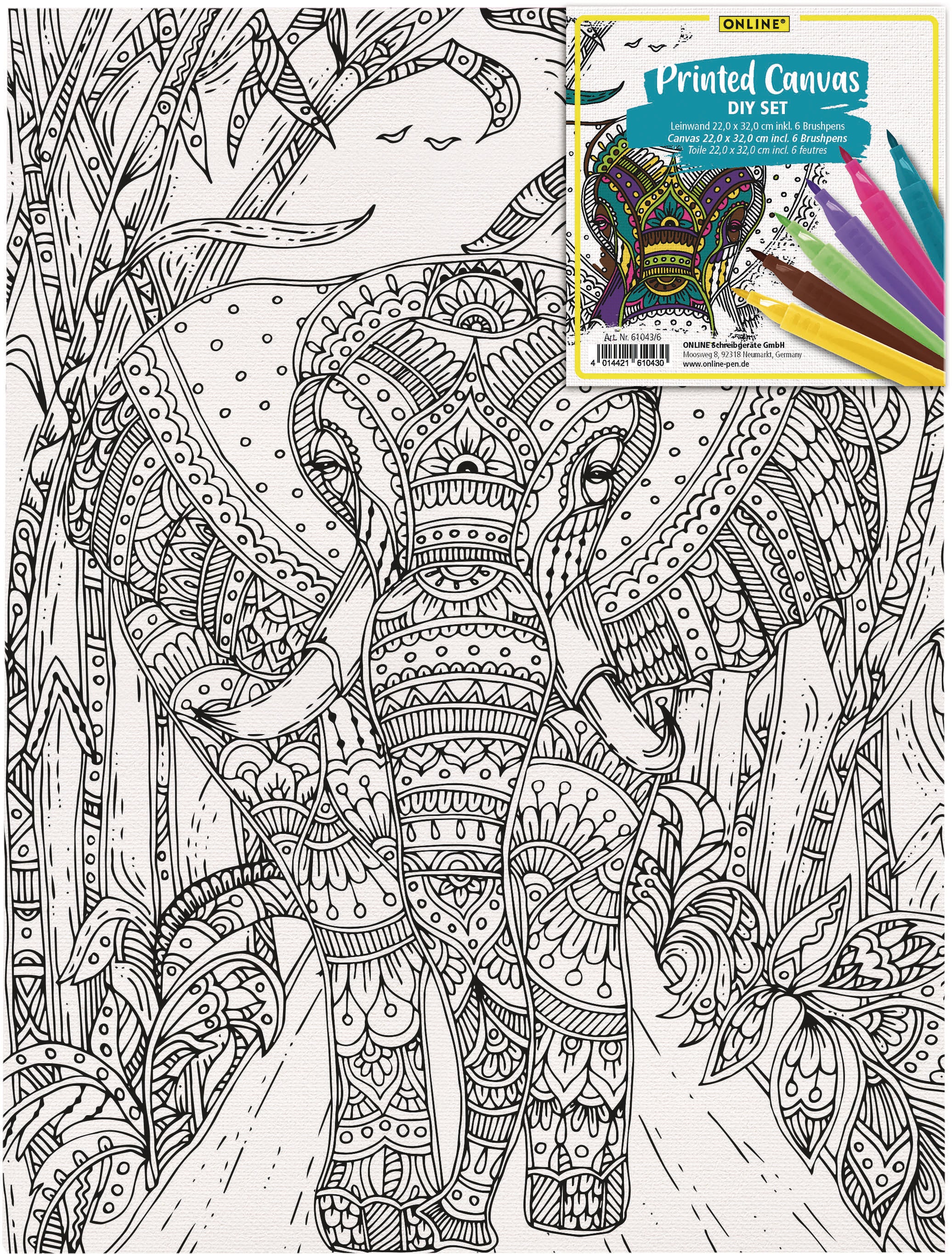 Online Keilrahmen – 22 × 32 cm – Profil 20 mm – inkl. 6 Brushpens