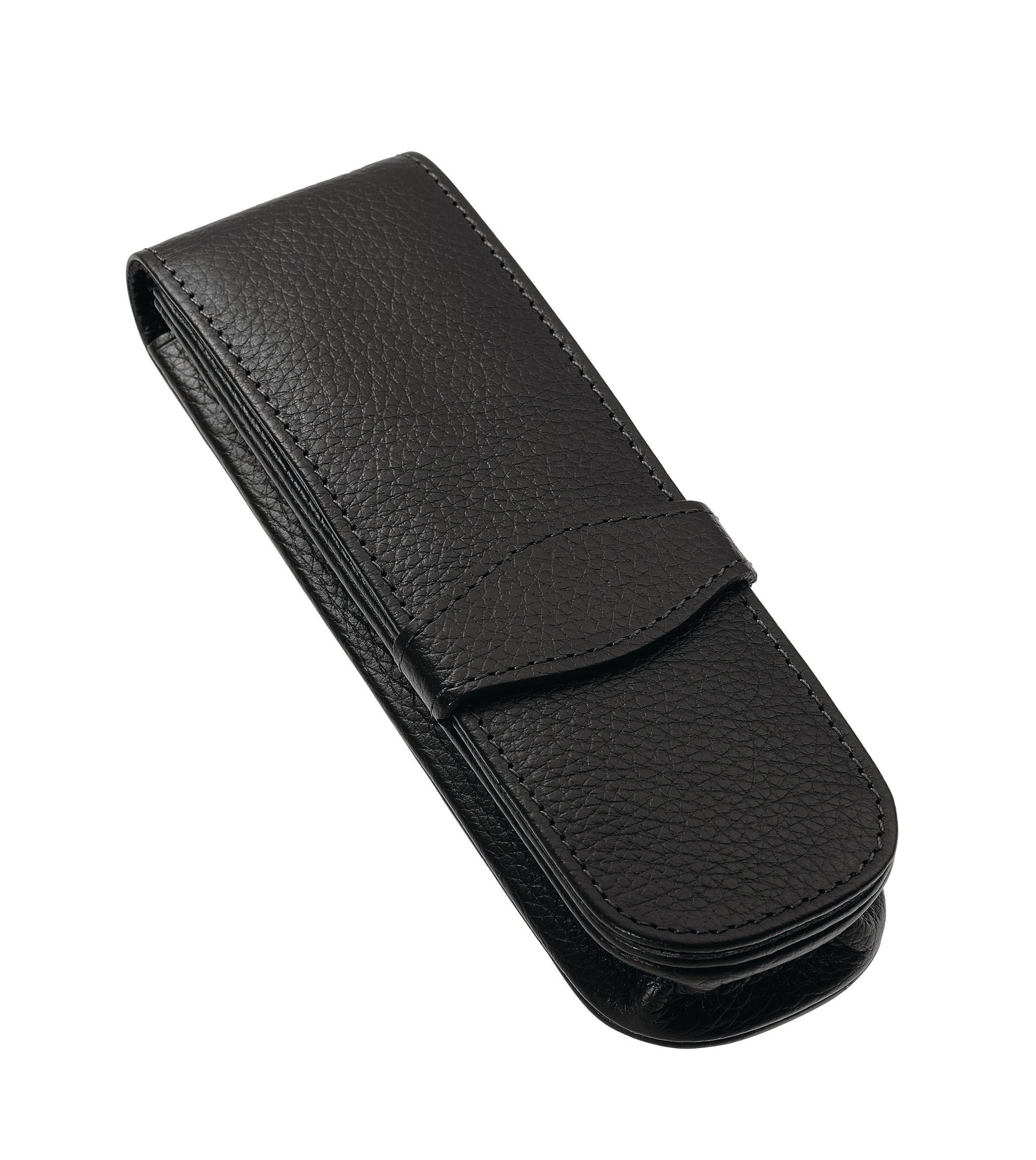 Online Classic – Etui für 2 Schreibgeräte, Schwarz, Echtleder, 4,9 × 3,2 × 15,1 cm