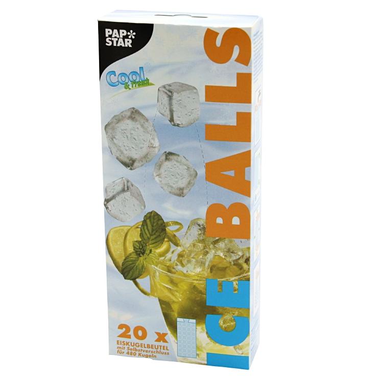 Papstar Eisbeutel 20 Stk., je für 24 Kugeln, Kunststoff, transparent, Einweg