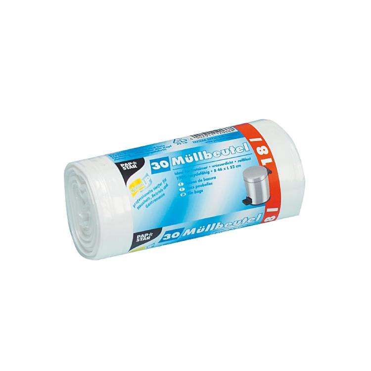 Papstar Kehrichtsack – 18 l, LLDPE, weiss, 18 µm, 460 × 520 mm, 30 Stk