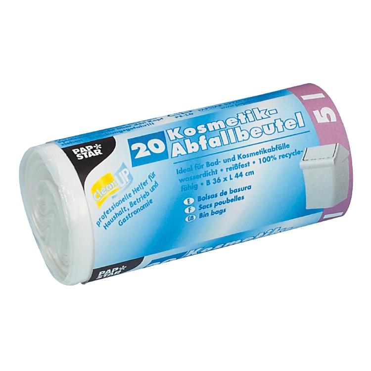 Papstar Kehrichtsack – 5 l, LLDPE, weiss, 16 µm, 360 × 440 mm, 5 Rollen à 20 Stk