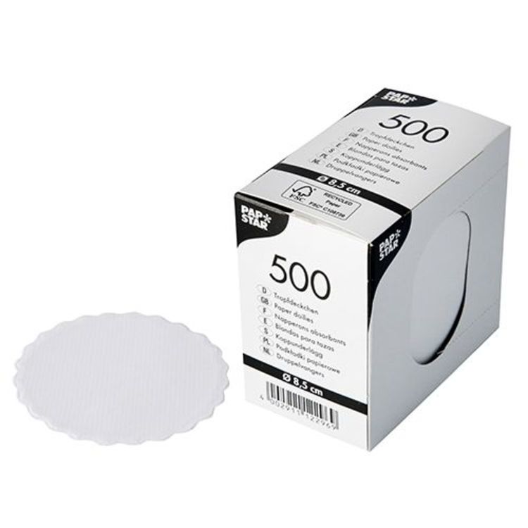 Papstar Tropfdeckchen – Weiss – Ø 8,5 cm – Papier – 500 Stk